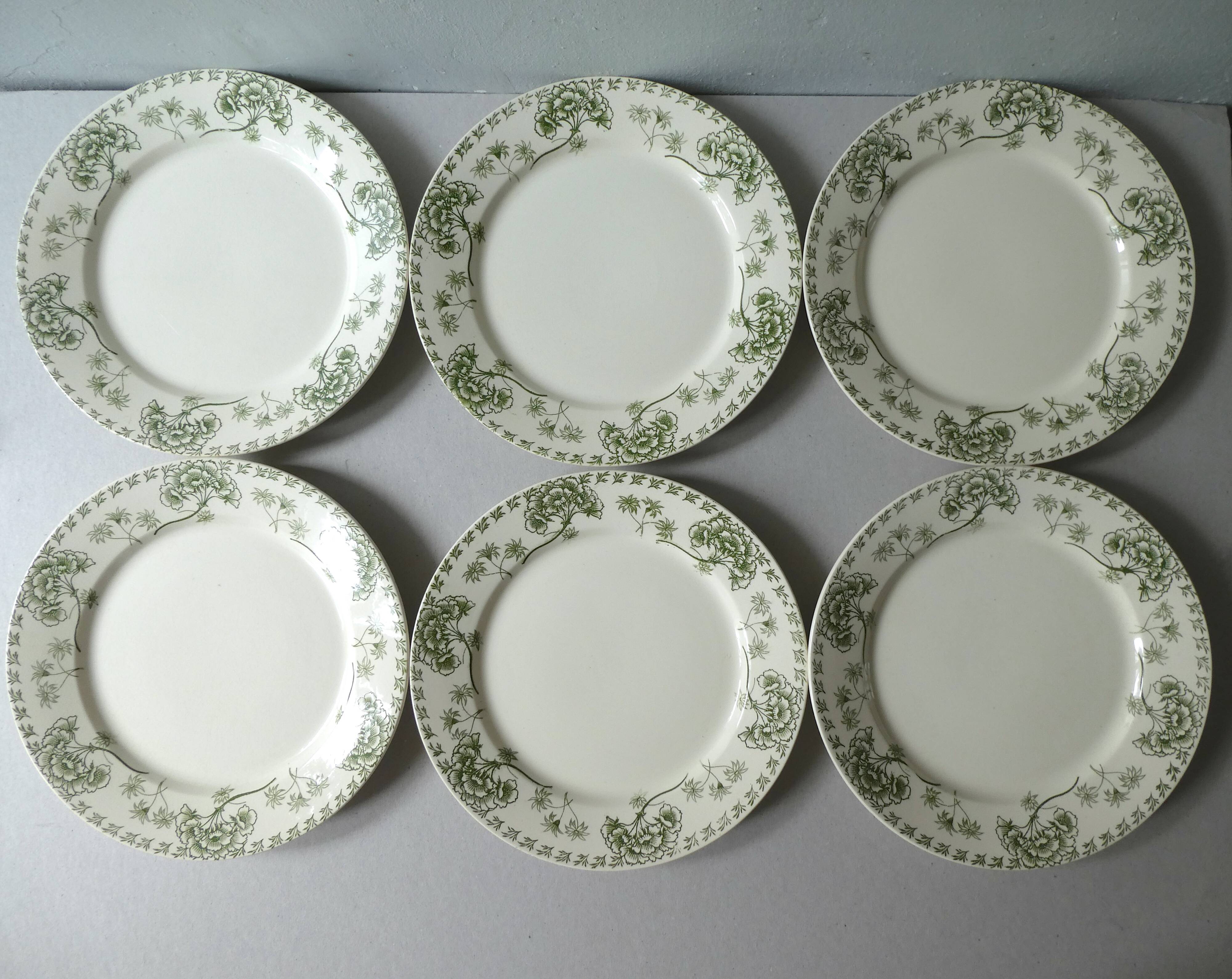 Set of 6 flat plates Sarreguemines