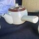Vintage Japanese Kutani teapot and 4 cups marked Kyusu
