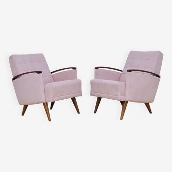 Fauteuils roses du milieu du siècle, années 1960, ensemble de 2