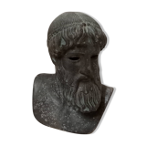 Bust of Poseidon in cast stone with bronze effect, on base