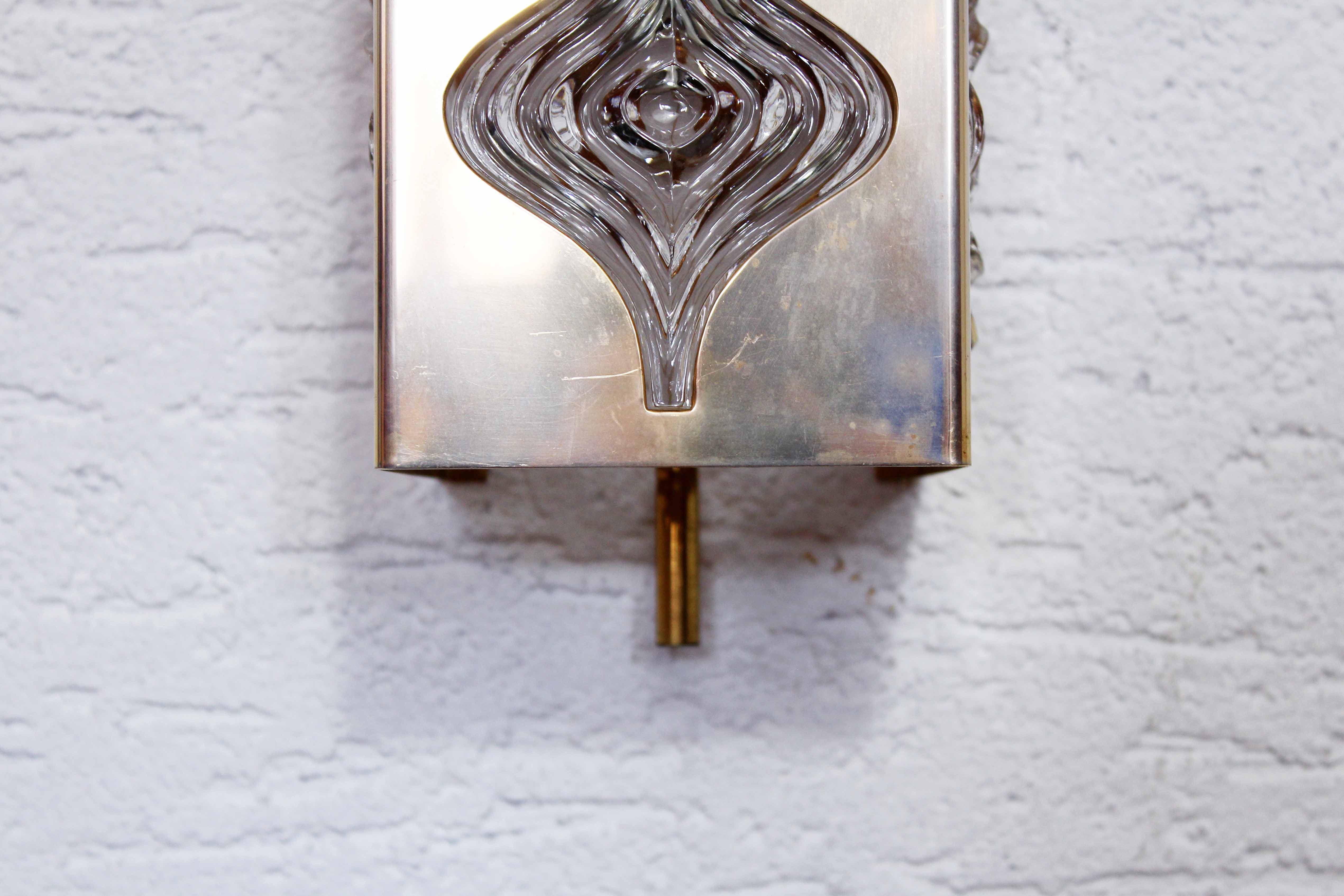 Pair of Palwa sconces in brass and crystal