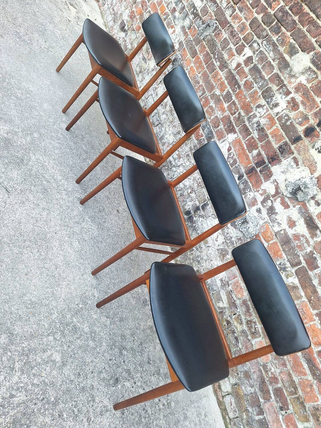 SAX set of 4 vintage Scandinavian chairs, teak and skai furniture