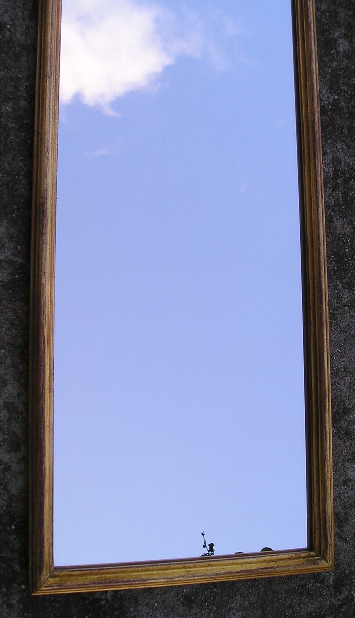 70s foot mirror in gilded wood 110 x 27 cms