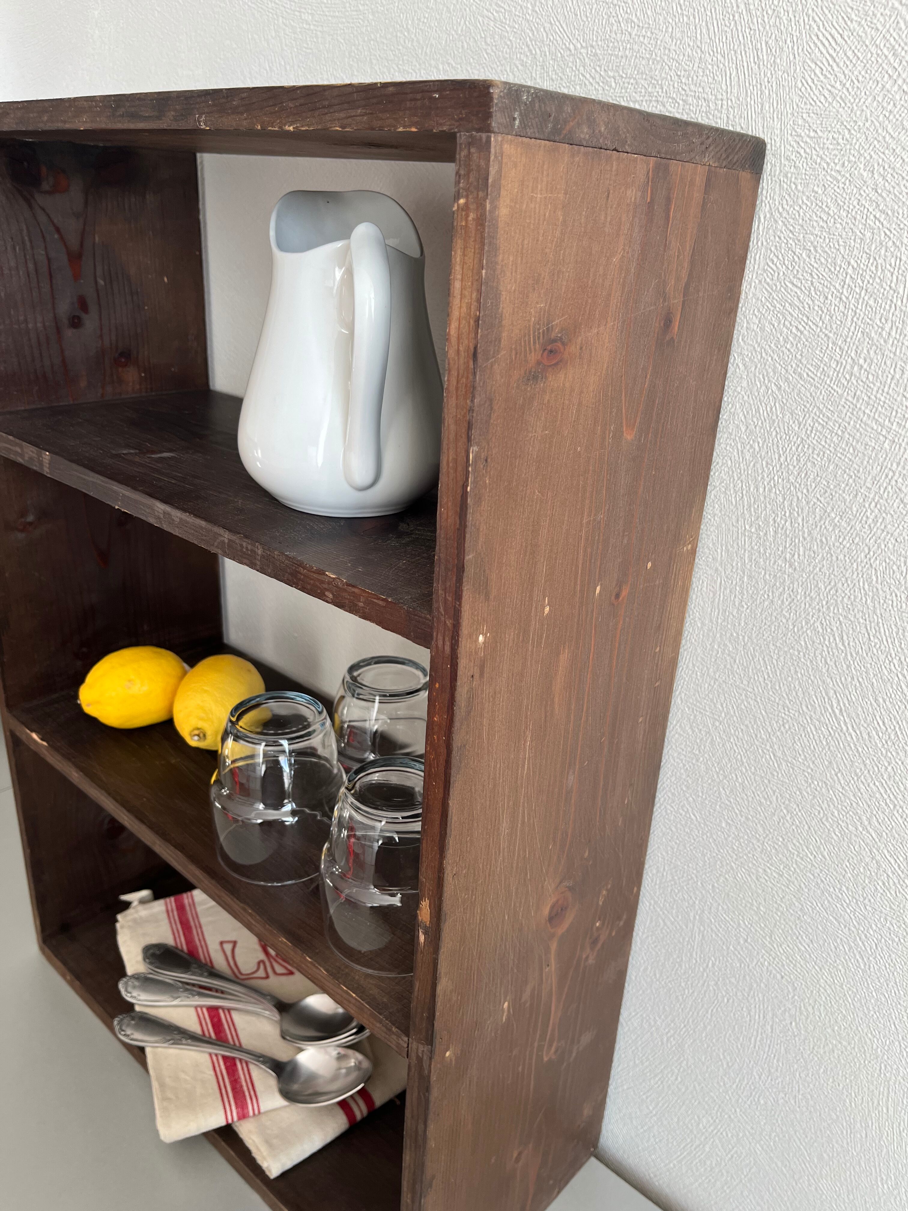 Patinated wood shelf