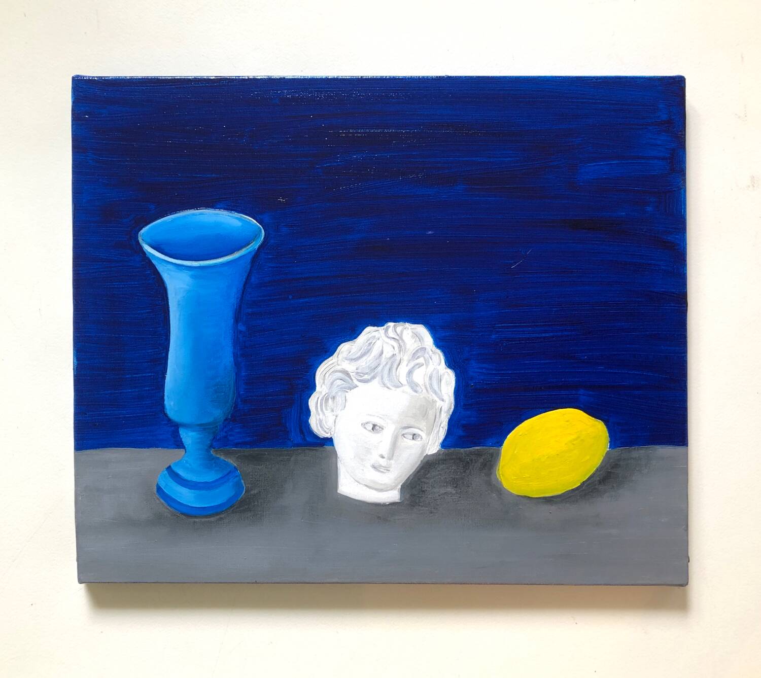 Blue oil painting still life