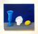 Tableau huile bleu nature morte