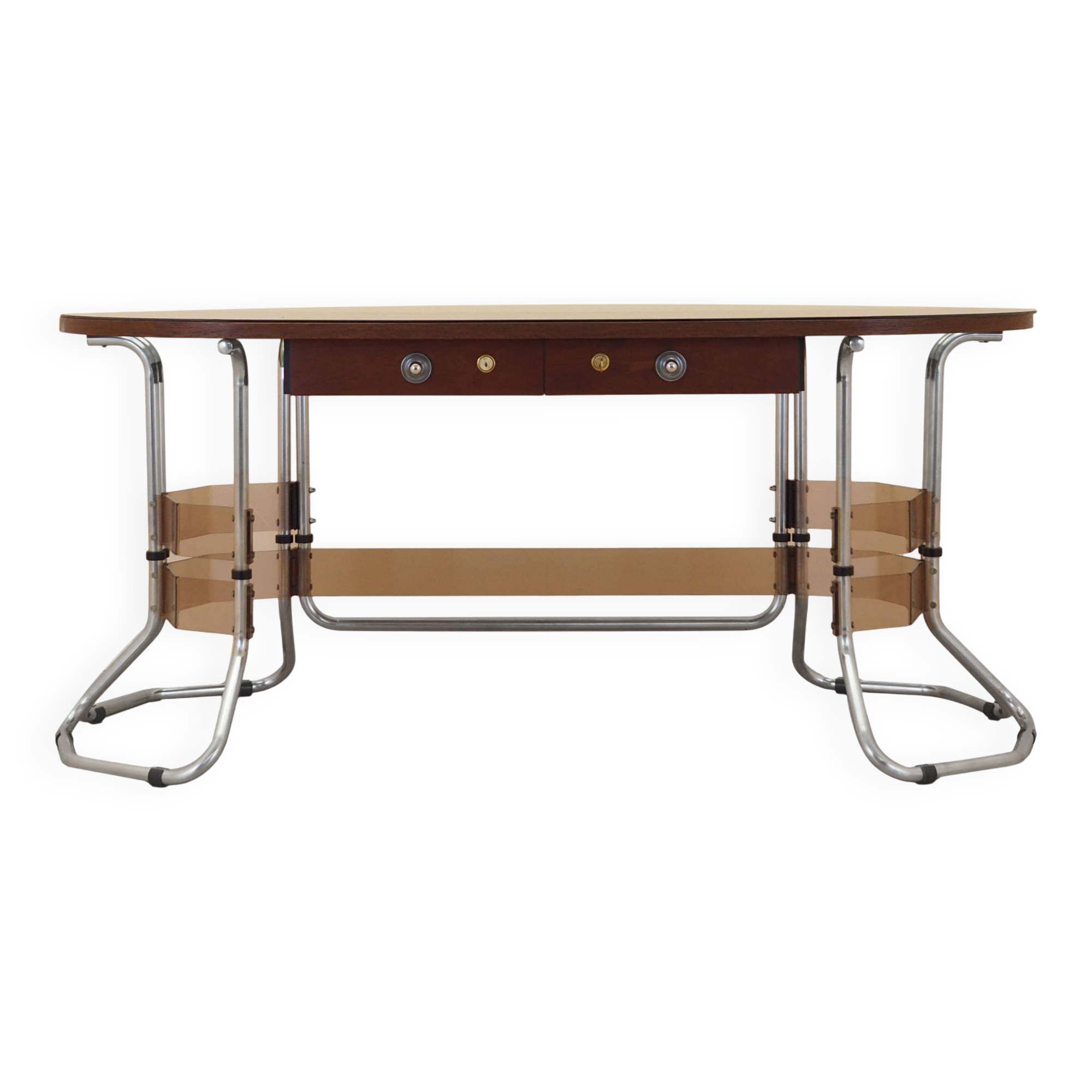 Mahogany desk, Italian design, 1980s, made in Italy