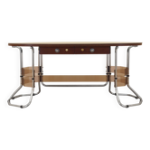 Mahogany desk, Italian design, 1980s, made in Italy