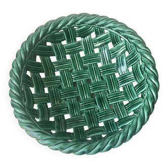 Grande coupe verte céramique tressée