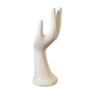 Vase baguier main céramique blanche
