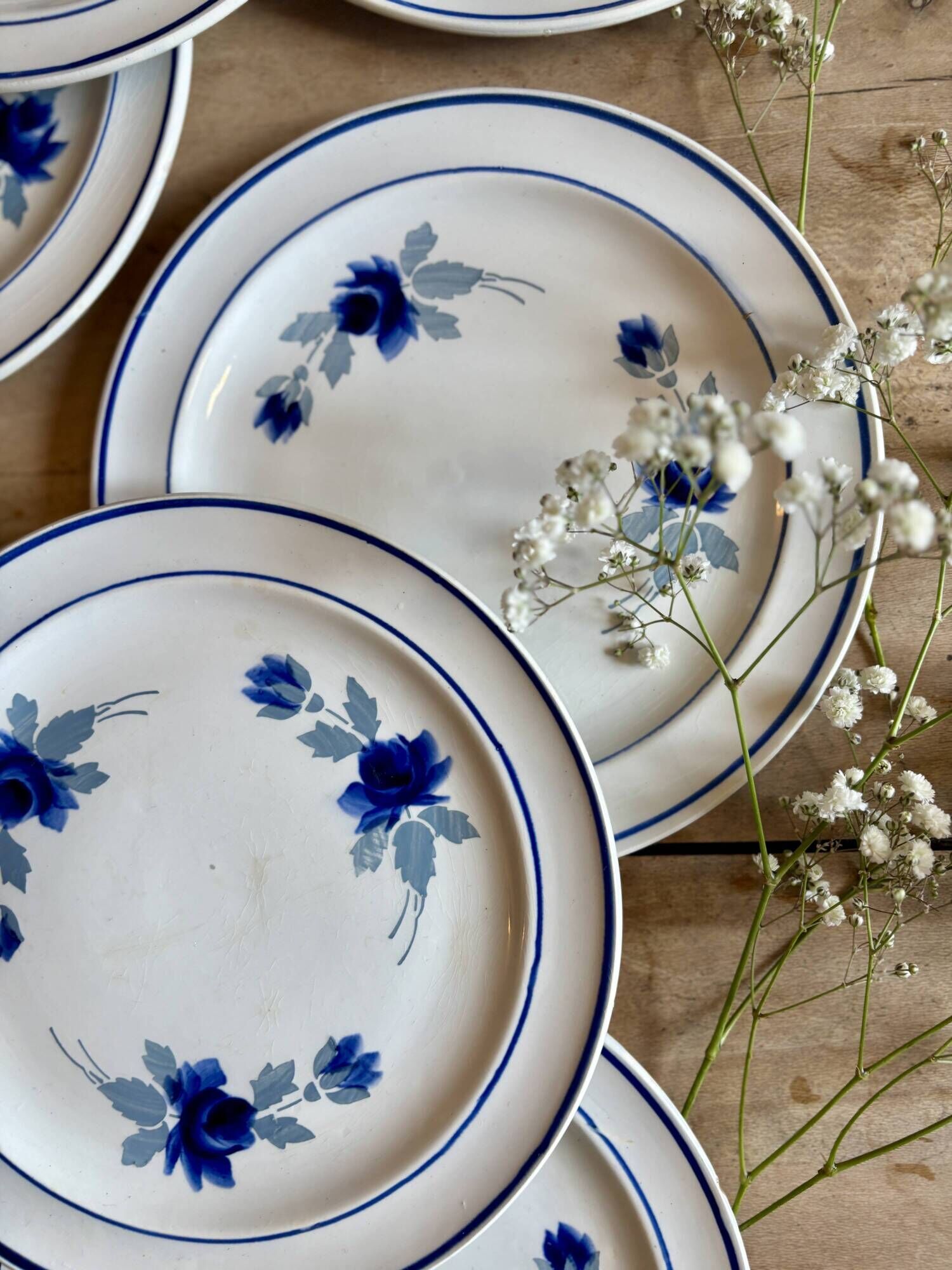 Set of 8 vintage dessert plates, Murcie model by Moulin des Loups