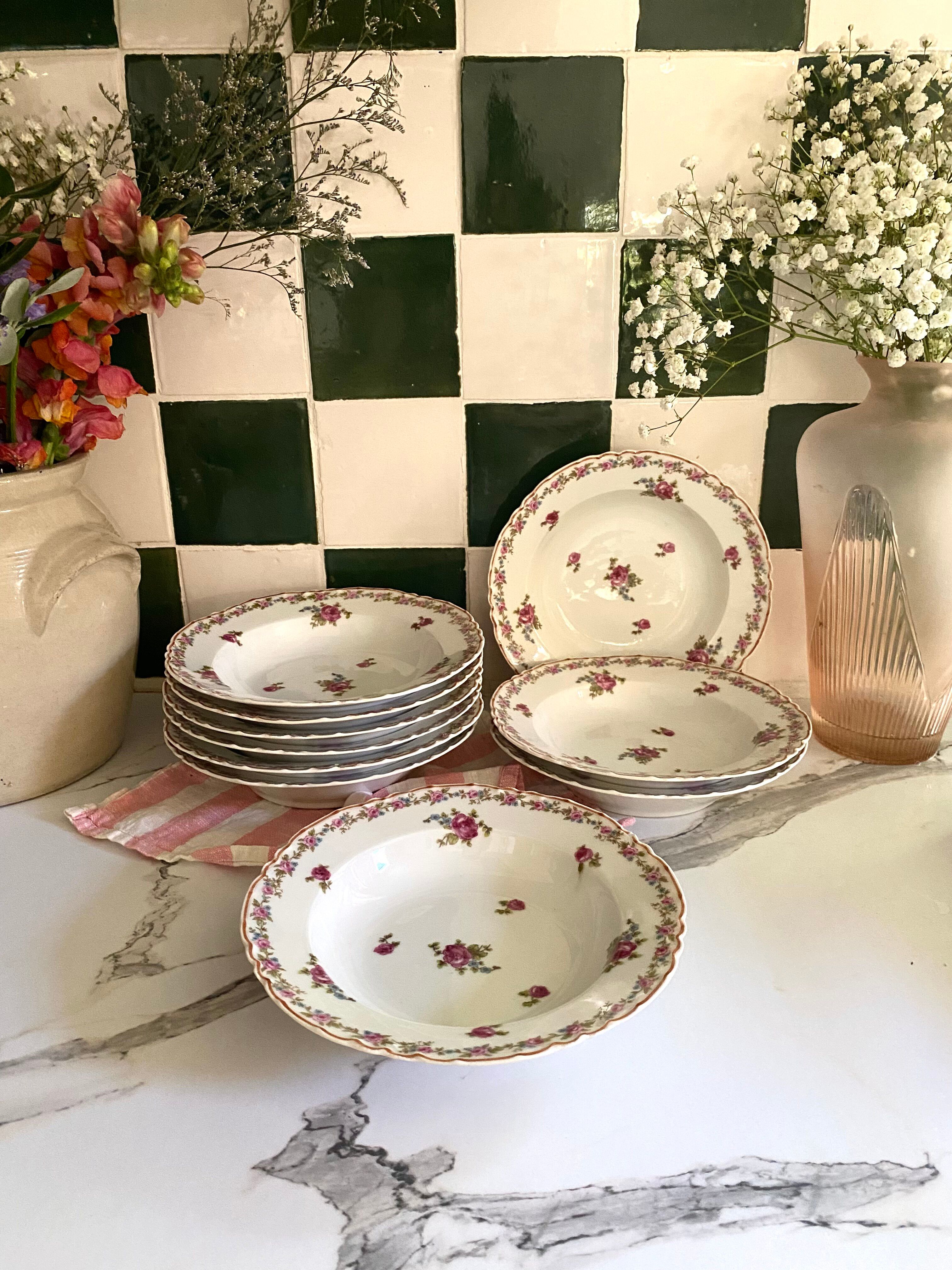Deep Plates (Bowls) in Limoges Porcelain GDA 1900