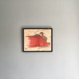Gouache signed under glass