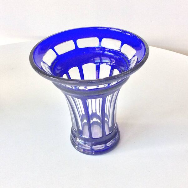 Vase overlay en cristal baccarat signé, années 40