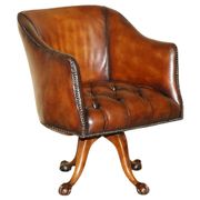 Fauteuil capitaine Chesterfield victorien restauré