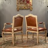 Paire de fauteuils en bois laqué de style régence epoque XlXème