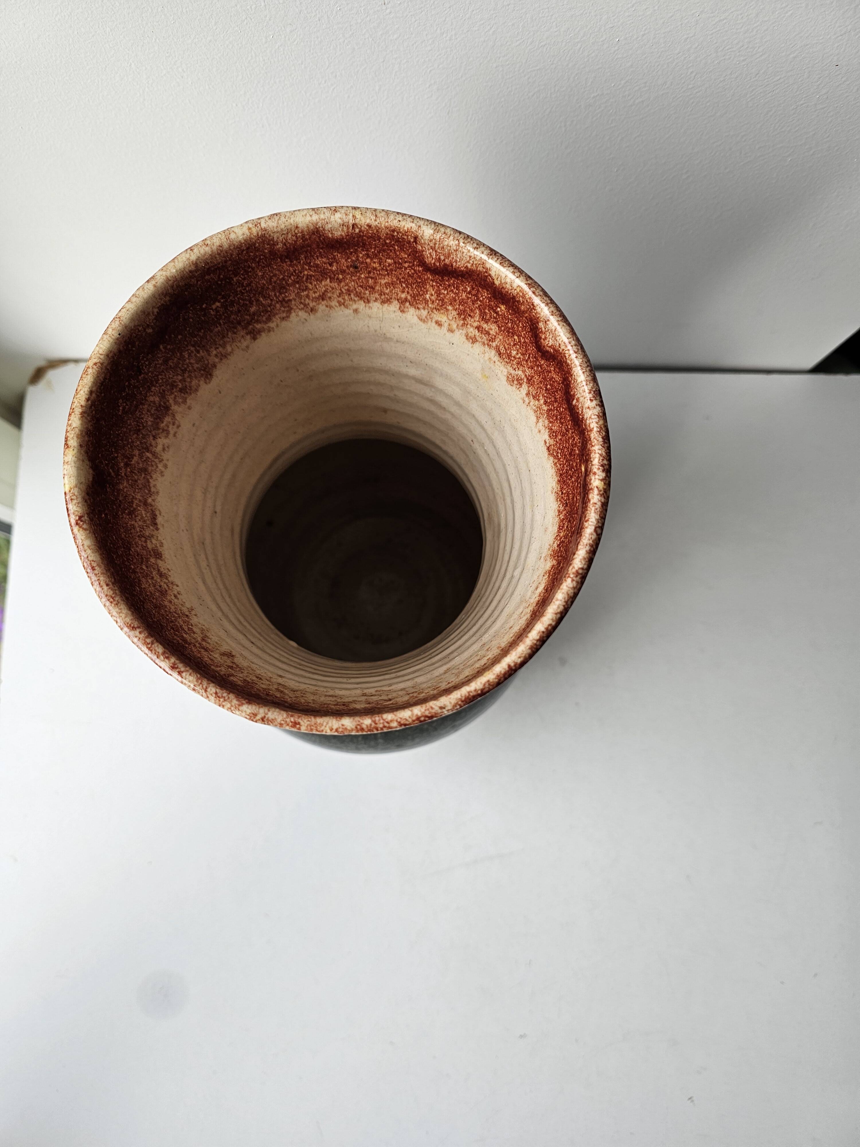 Large baluster vase in glazed ceramic Signed Accolay