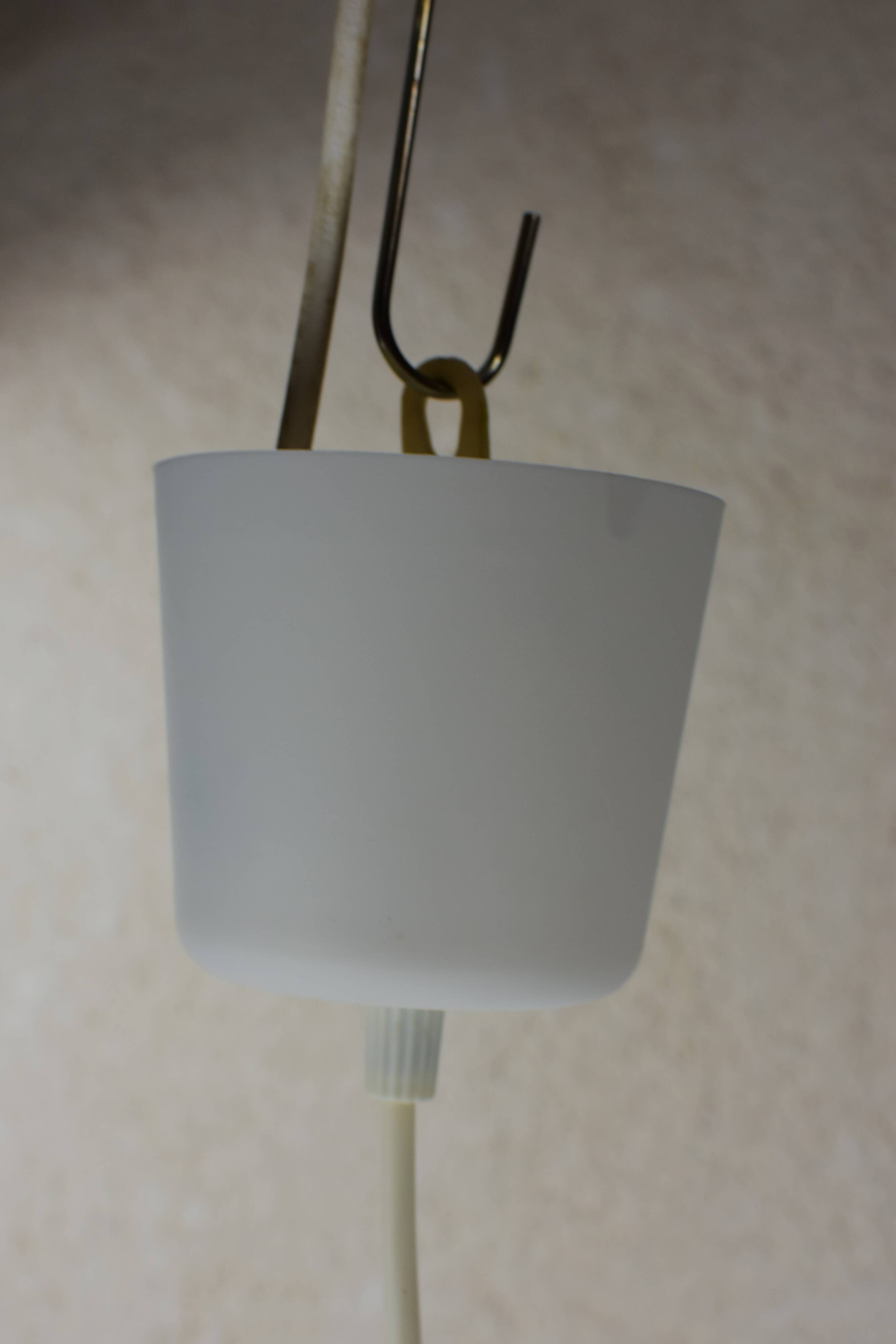 Vintage white opaline glass pendant light.