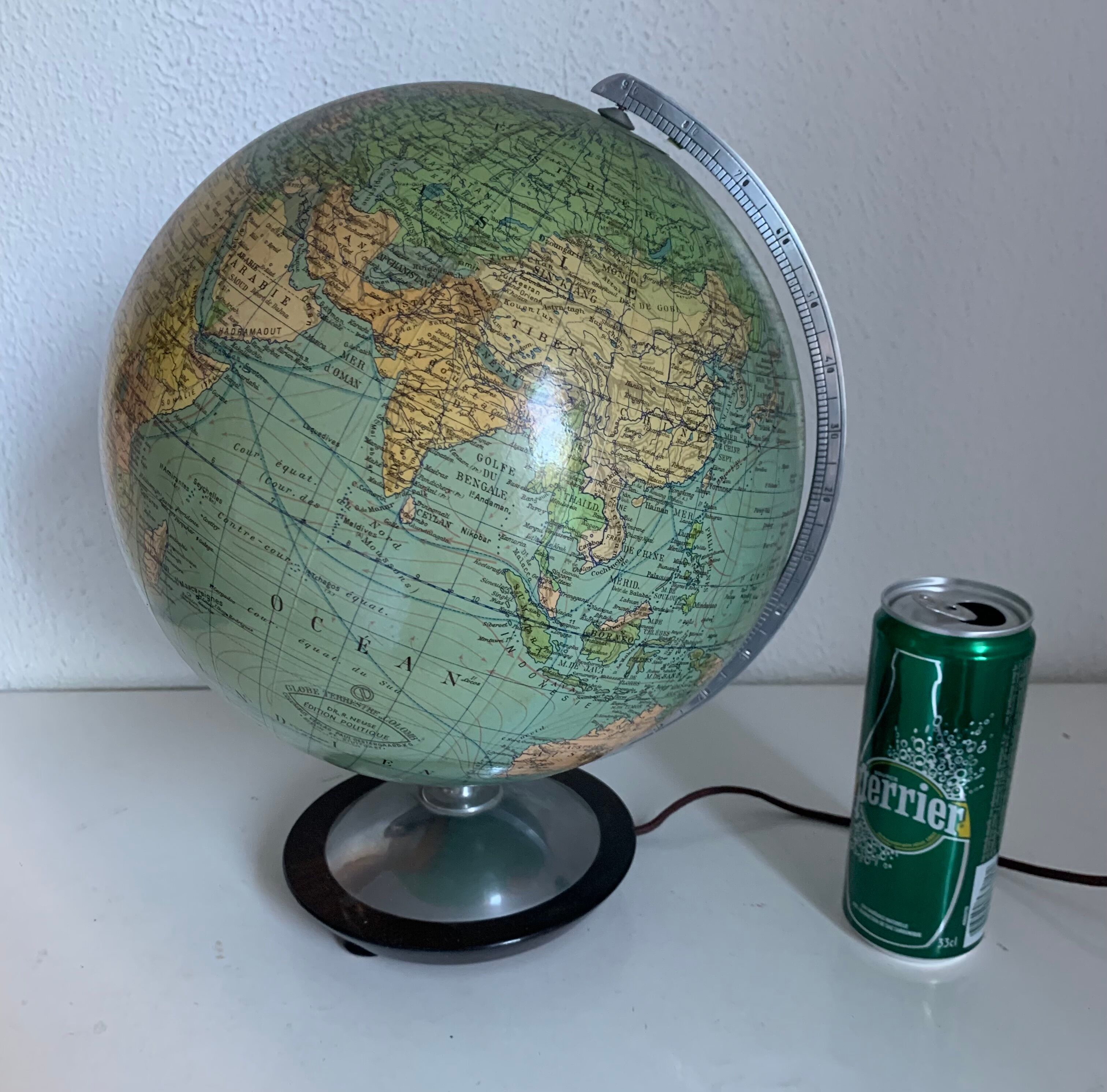 Globe vintage 1950 terrestre verre Colomb édition politique mappemonde - 34