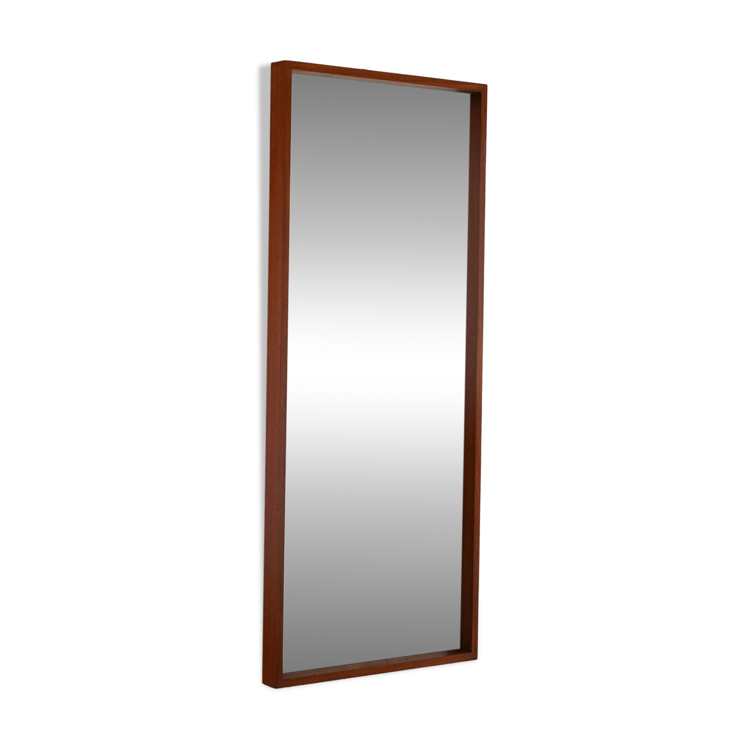 1970s Scandinavian Minimalist Wall Mirror in Teak