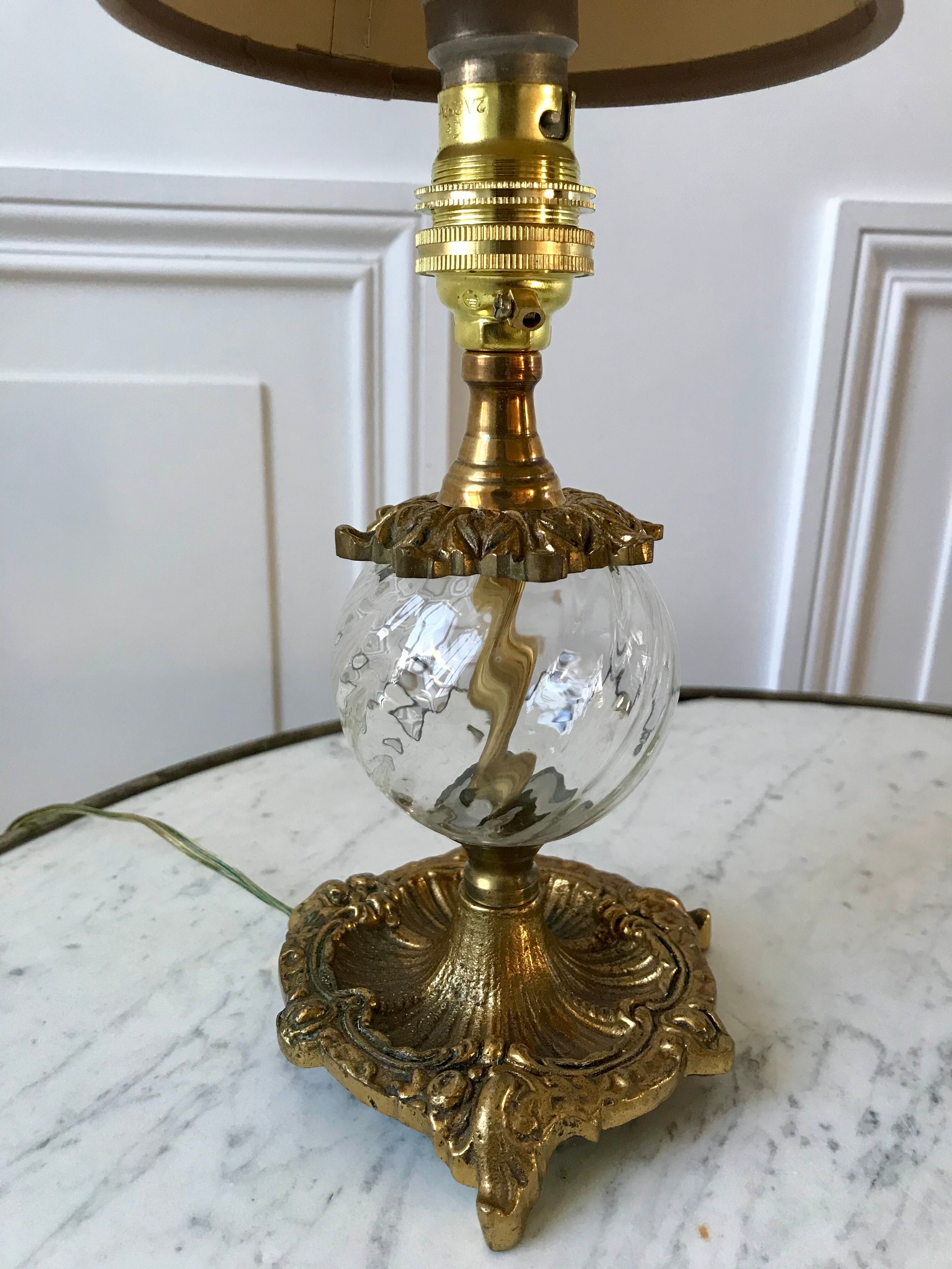 Pair of table lamps in bronze and glass early twentieth century