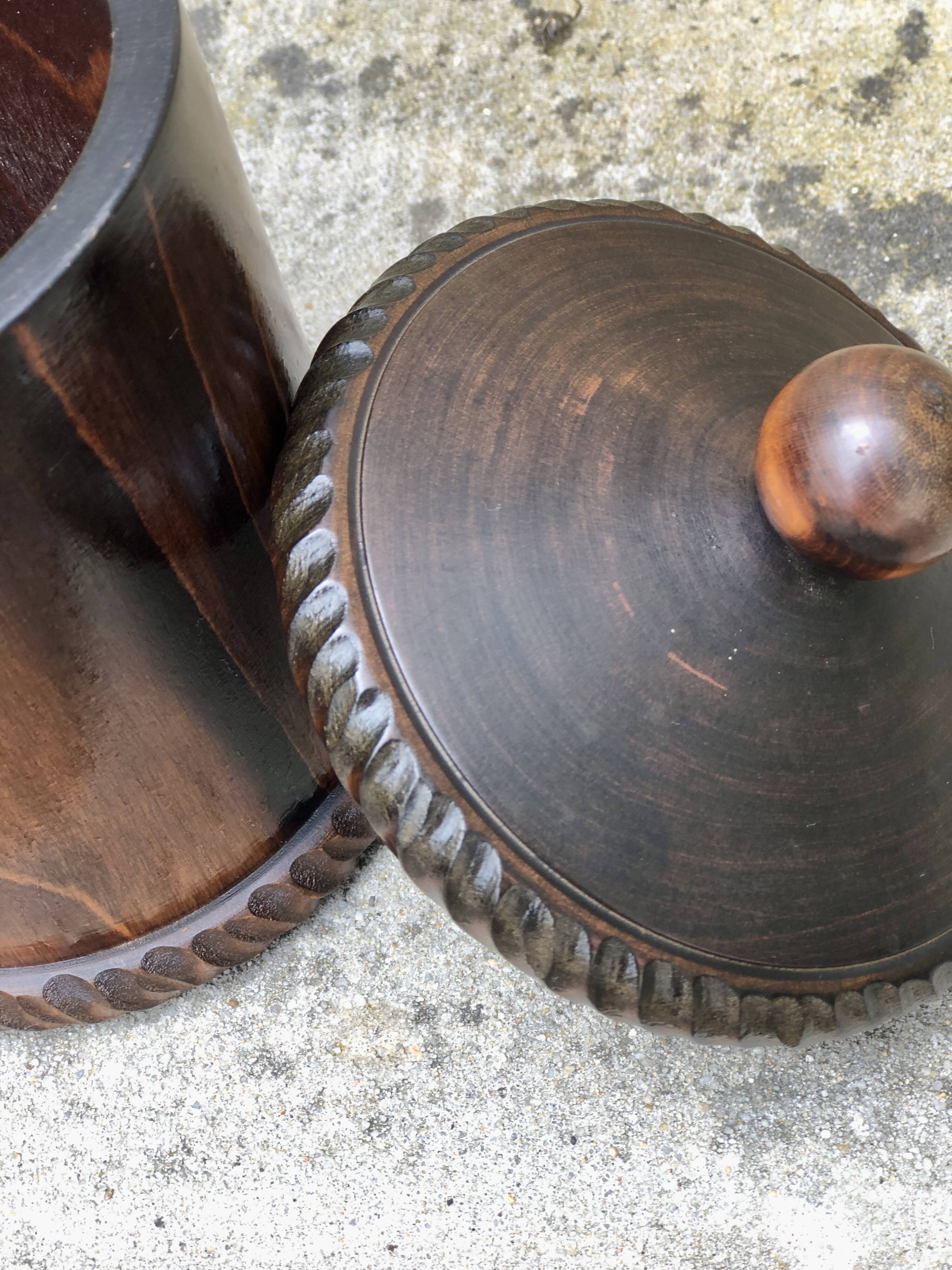 wooden storage box or jar