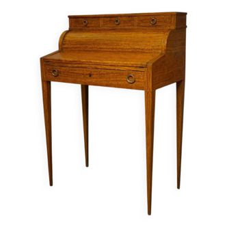 Cylinder desk / Drop-leaf desk – marquetry – Louis XVI style - 20th century