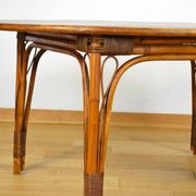 Table de Repas Vintage Ovale en Bambou et Rotin 1980