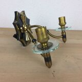 Applique double laiton verre années 50