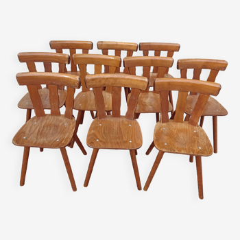Lot de 10 chaises de bistrot café bar restaurant - bois - vintage