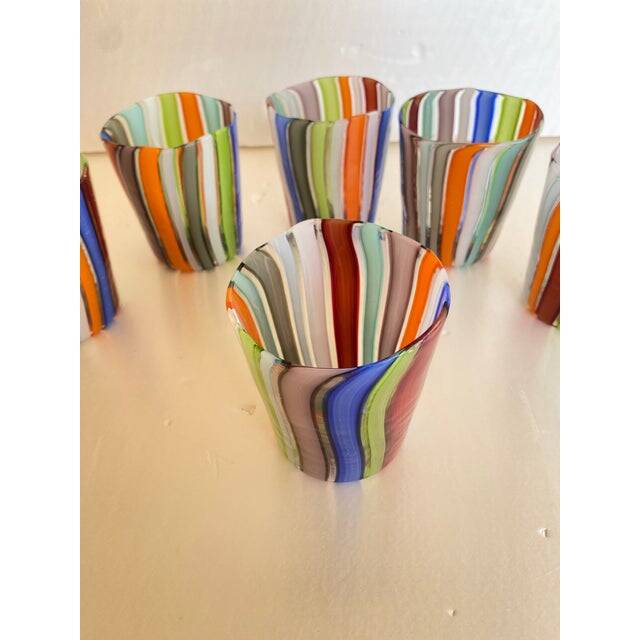 Set of 6 Contemporary Multicolored Murano Glass Glasses