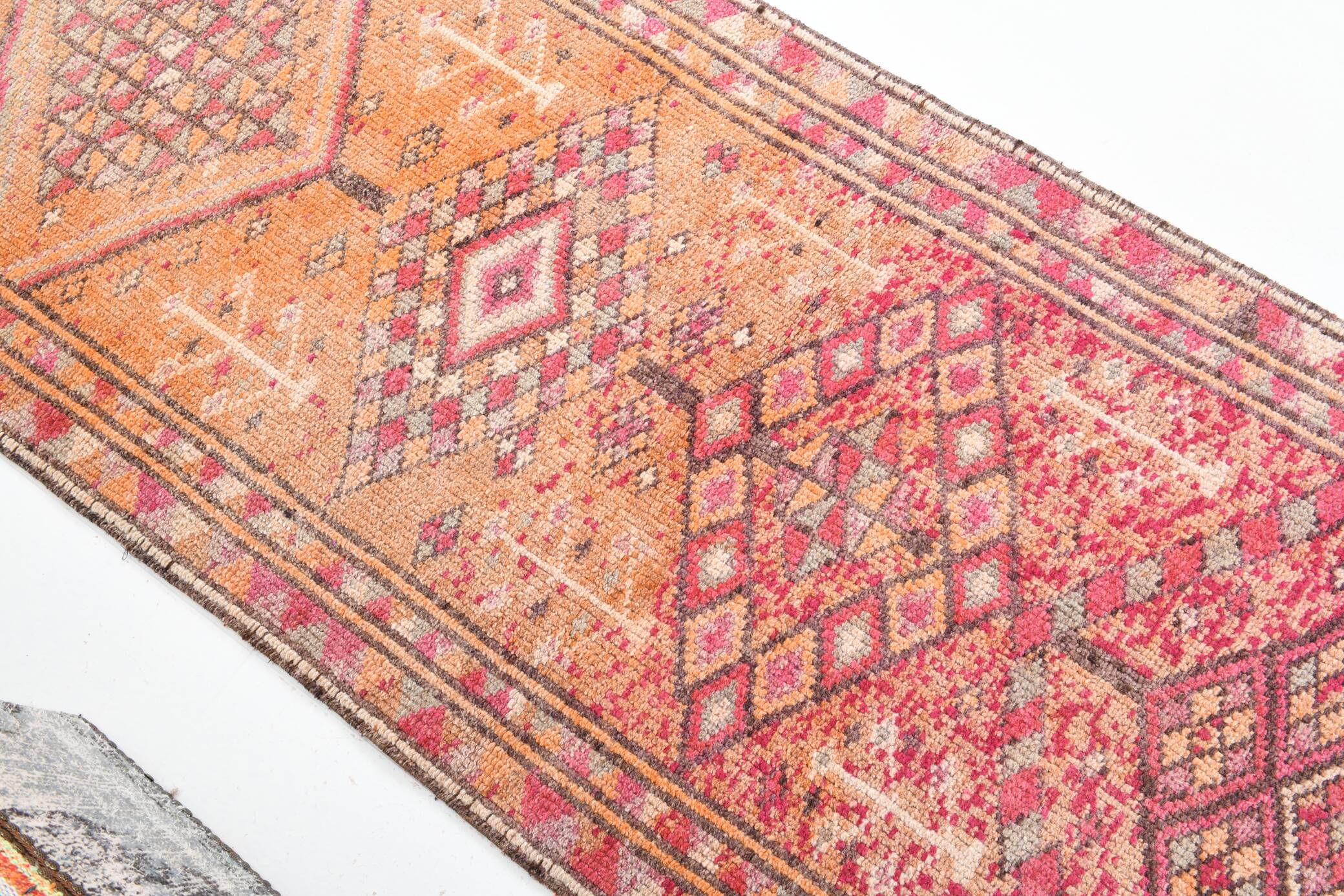 3x12 Red Orange Vintage Runner Rug, 89x373Cm