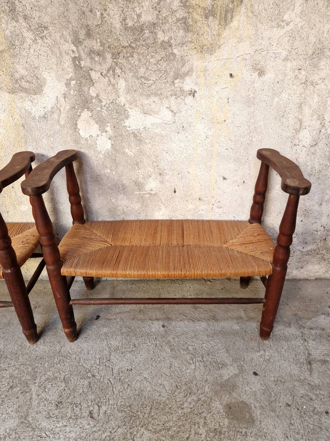 Pair of benches - Straw cantous