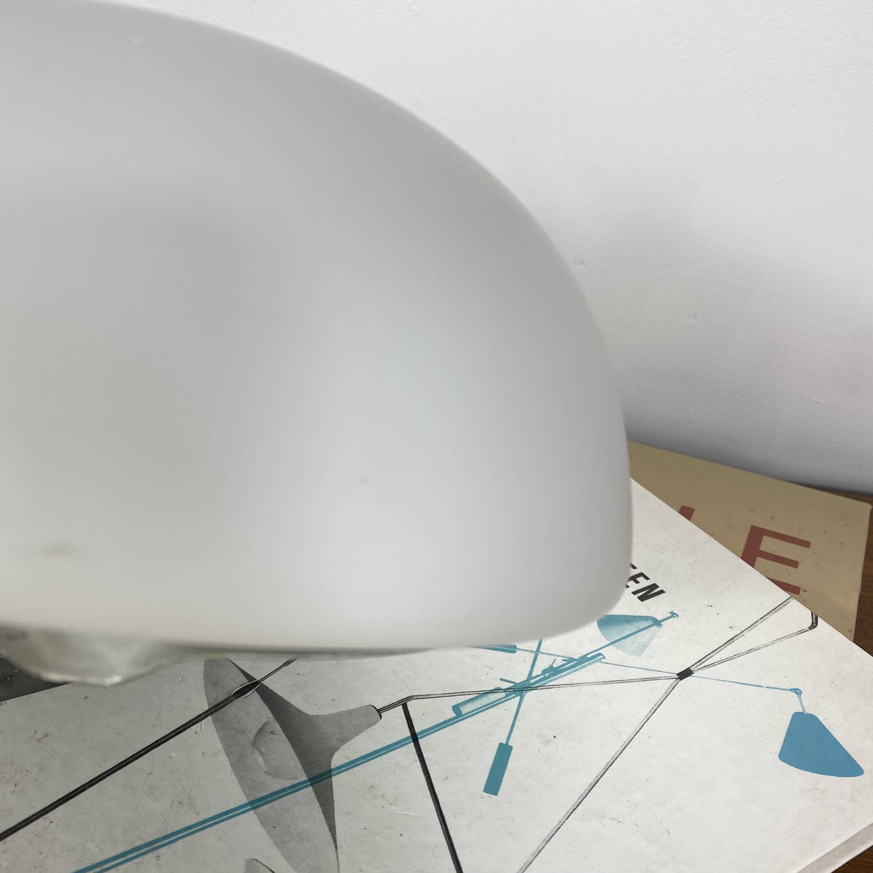 Vintage wall-mounted ceiling light, frosted white glass, half-moon shape, 20 cm.