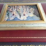 Set of two paintings with identical gold and silver frames
