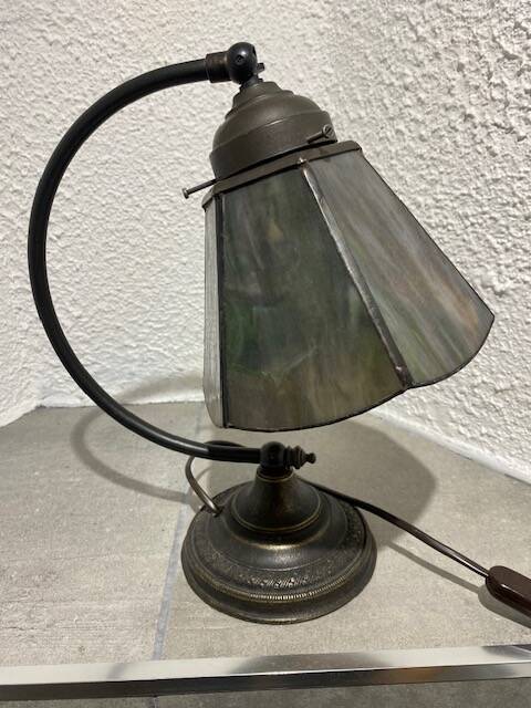 Art Deco table lamp with a glass paste shade