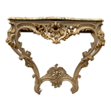 Carved console Louis XV style painted and gilded wood XX century