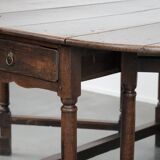 Antique English oak side/dining/gateleg table from the 18th century