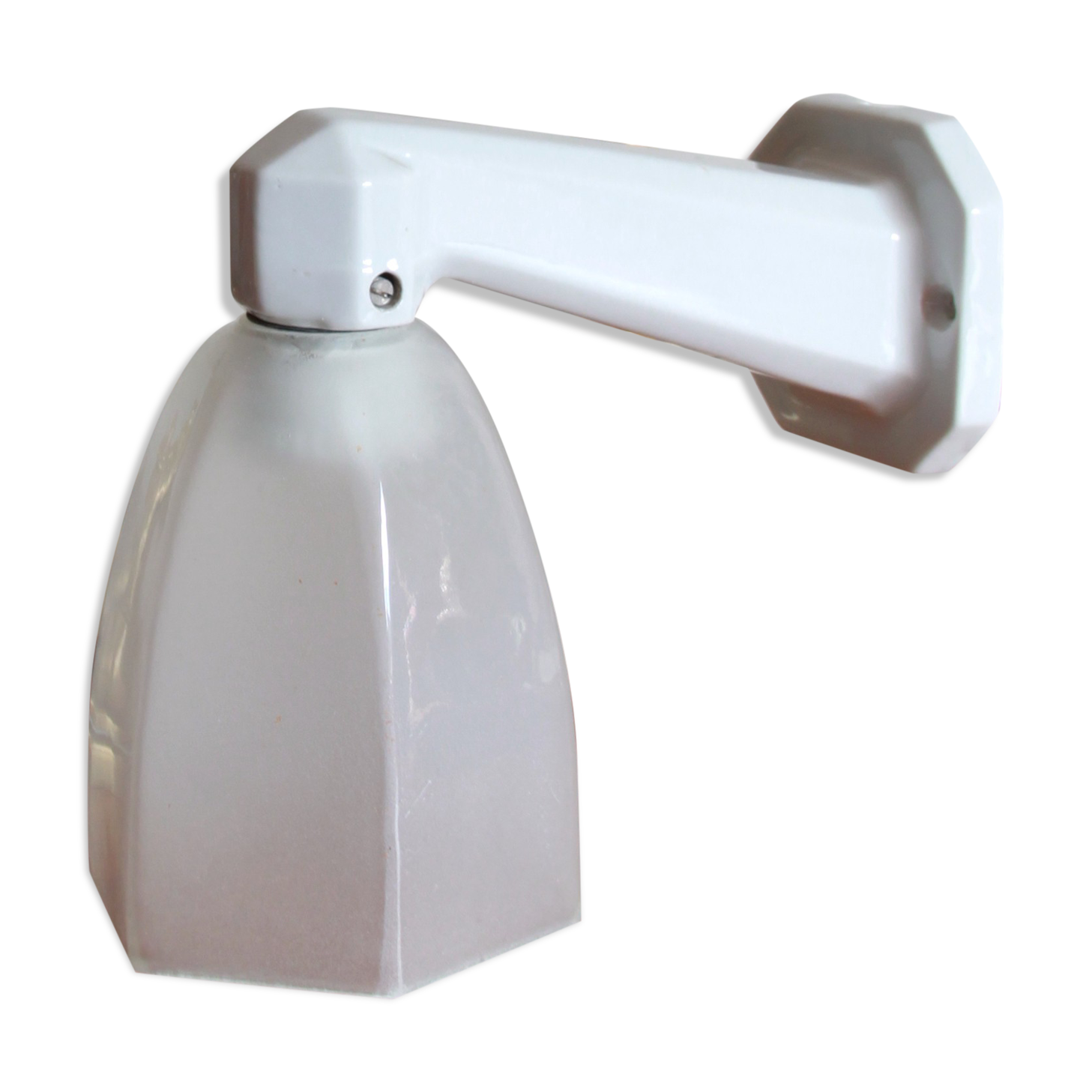 Applique murale col de cygne porcelaine céramique art déco verre tulipe translucide