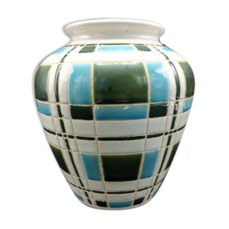 Vase en céramique émaillé à carreaux