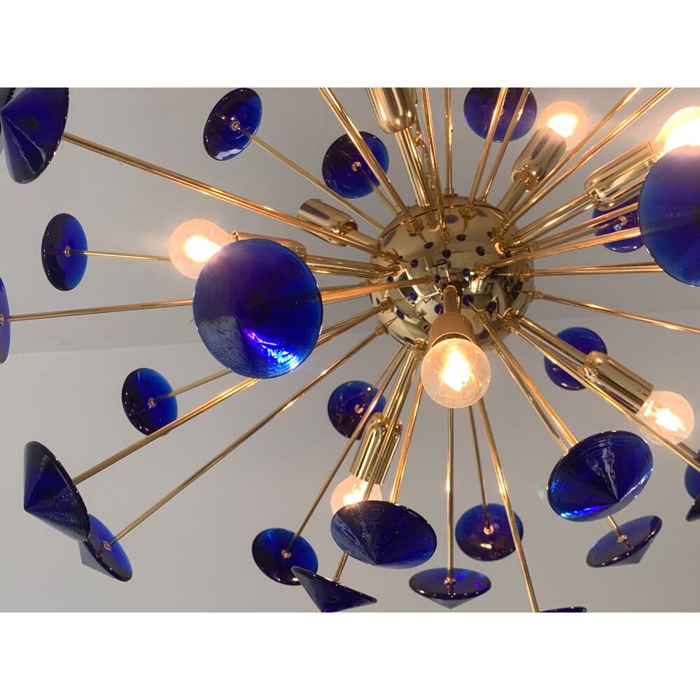 Blue “coni” murano glass sputnik oval chandelier