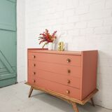 Vintage terracotta legs compass chest of drawers
