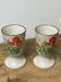 Pair of stoneware mazagrans, poppy decoration