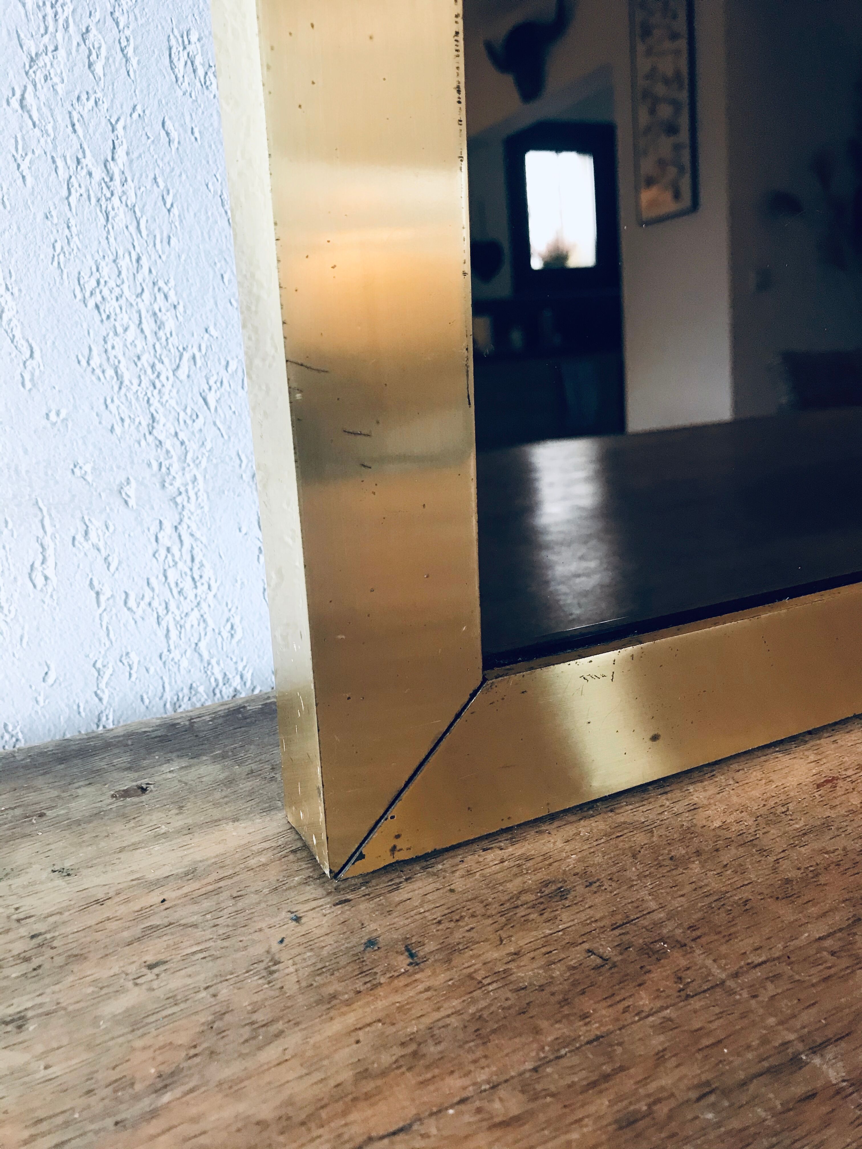 Italian brass mirror and smoked glass - 90x70cm