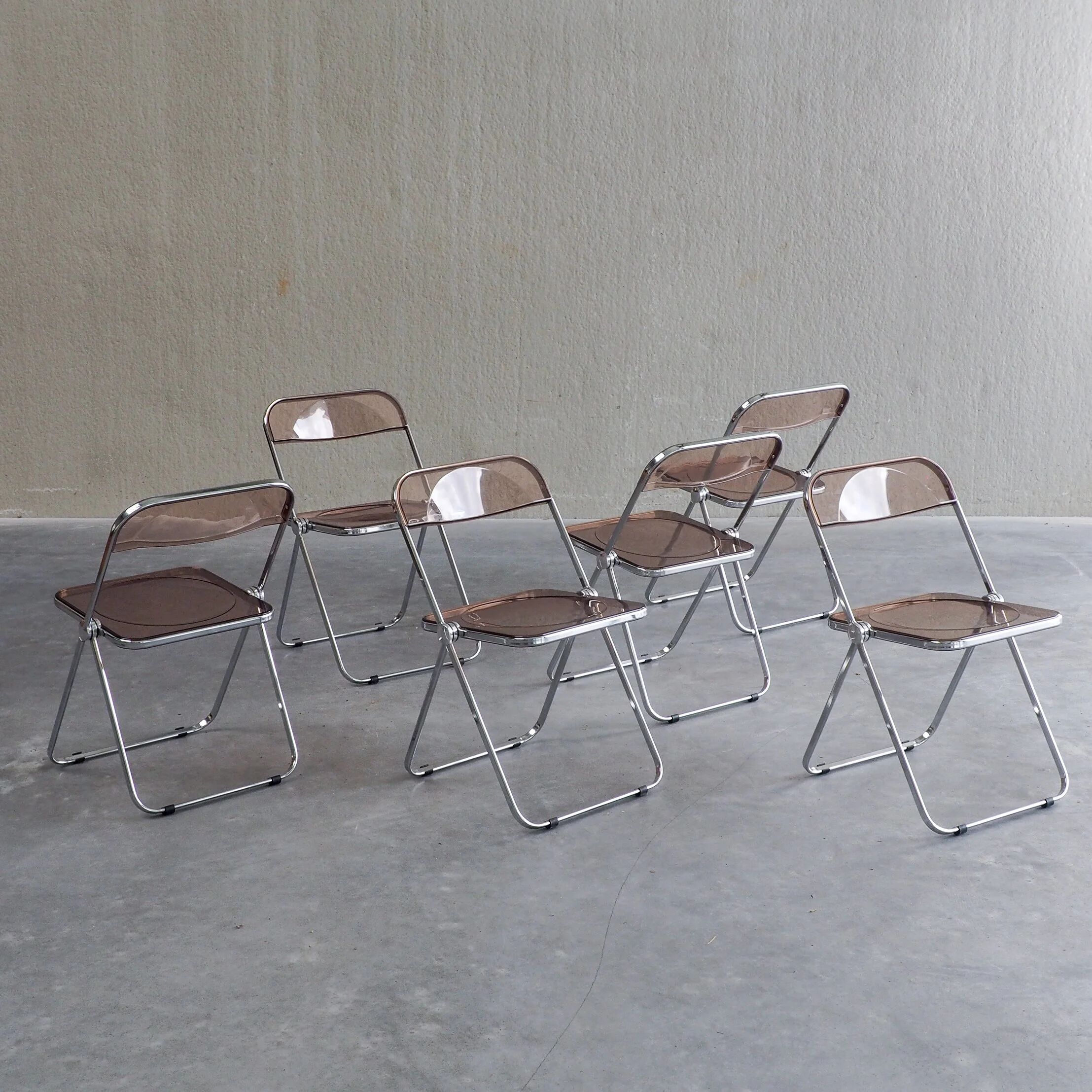 6 Plia folding chairs by Giancarlo Piretti for Anonima Castelli