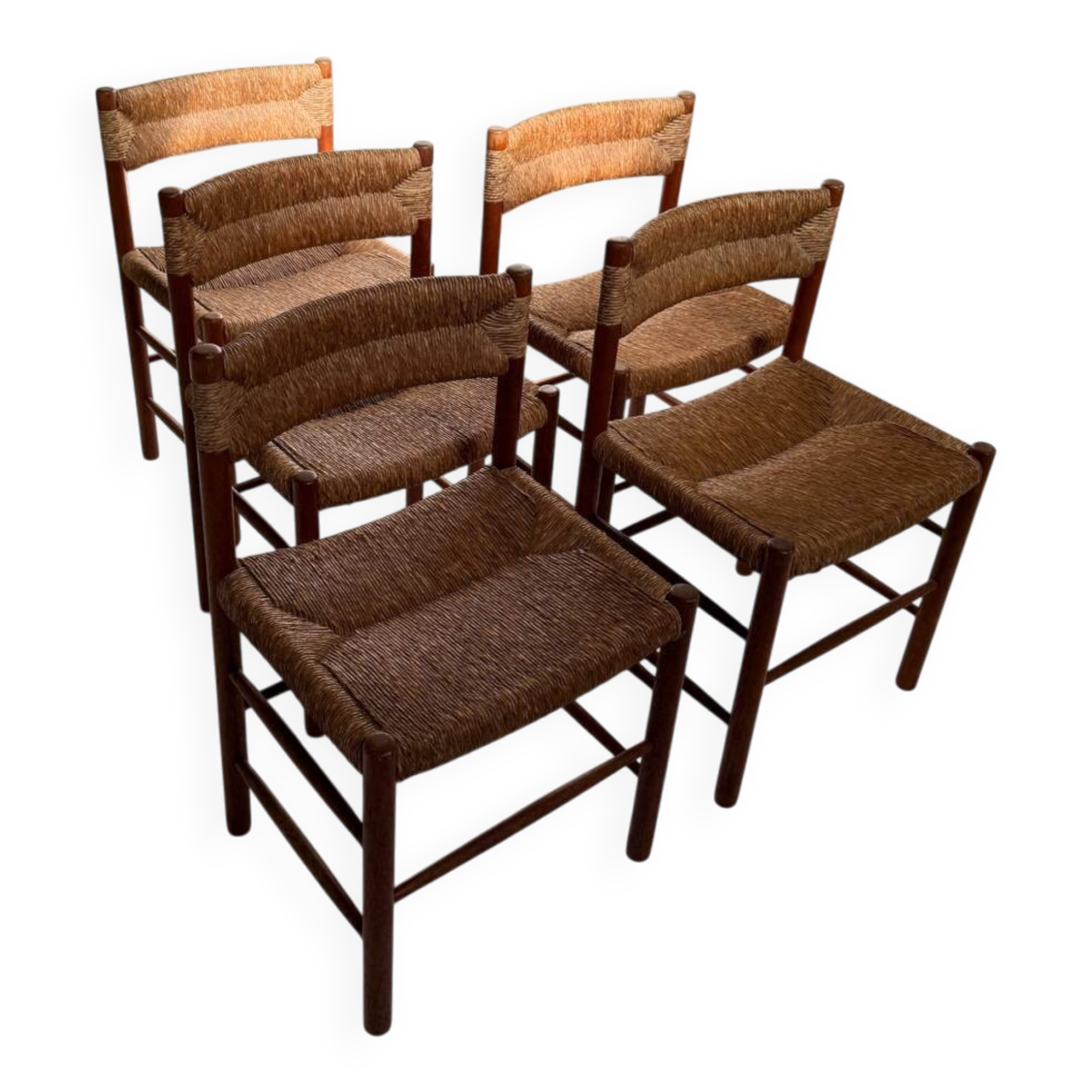 Lot de 5 chaises Charlotte Perriand modèle Dordogne