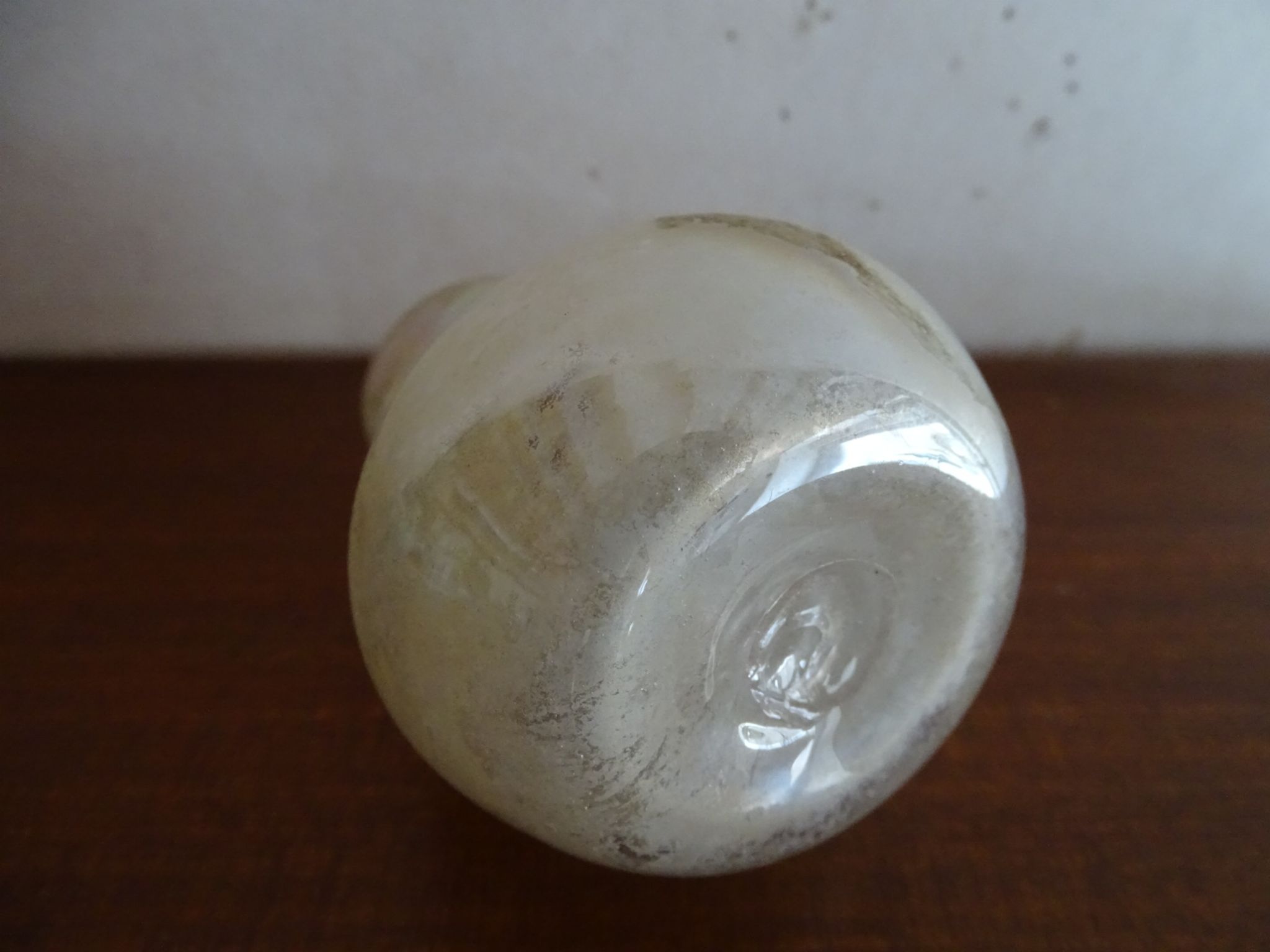 Vase with miniature handle Scavo Seguso Vetri d'Arte iridescent glass Murano 1950