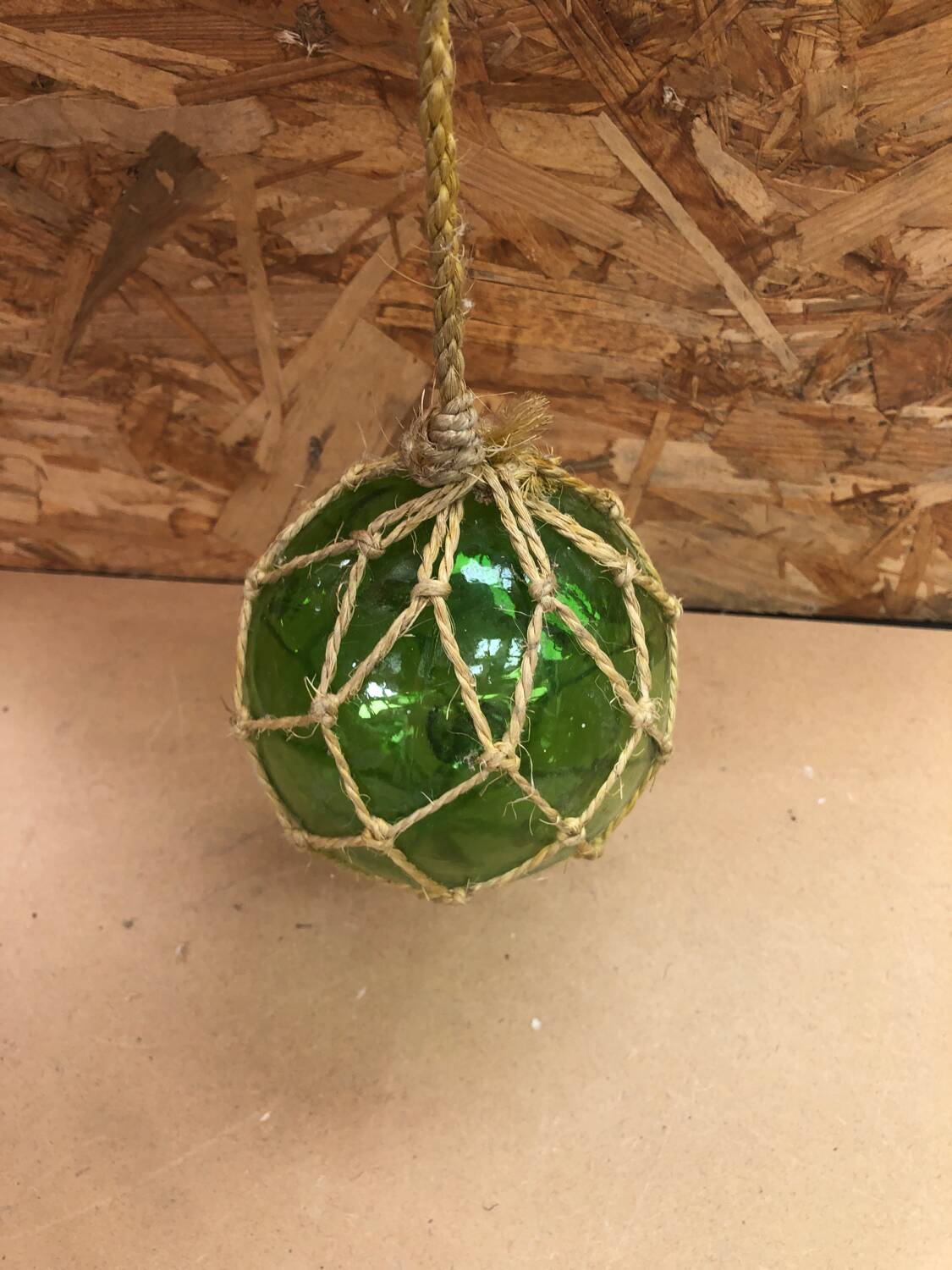 Old Glass Float Marine Ball With Vintage Net