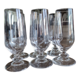 Set of 6 vintage champagne flutes on low crystalline stand
