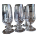 Set of 6 vintage champagne flutes on low crystalline stand